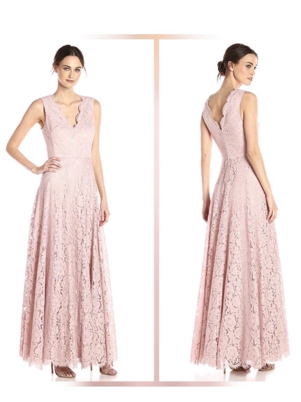 Sleeveless V-Neck Lace Maxi Dress in Blush